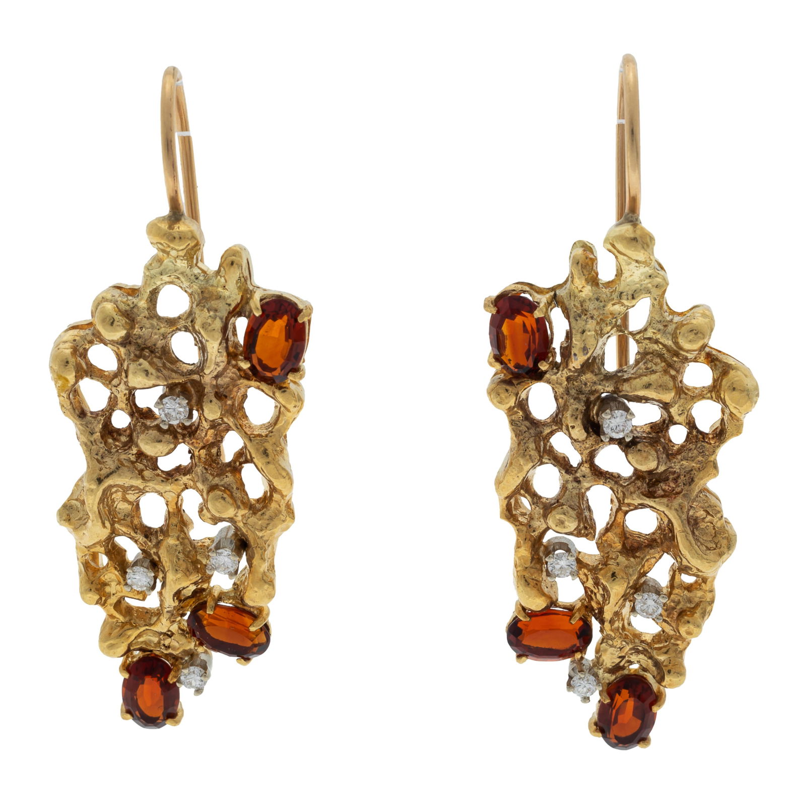 Pair of Diamond, Citrine, 18k Yellow Gold Earrings (1 of 4)
