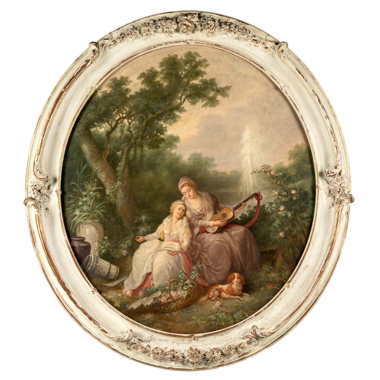 Jean Baptiste Hilare (French 1753-) After: Jean Baptiste Hilare (French 1753-) AfterThe Music Lessono/c42in (106cm) d