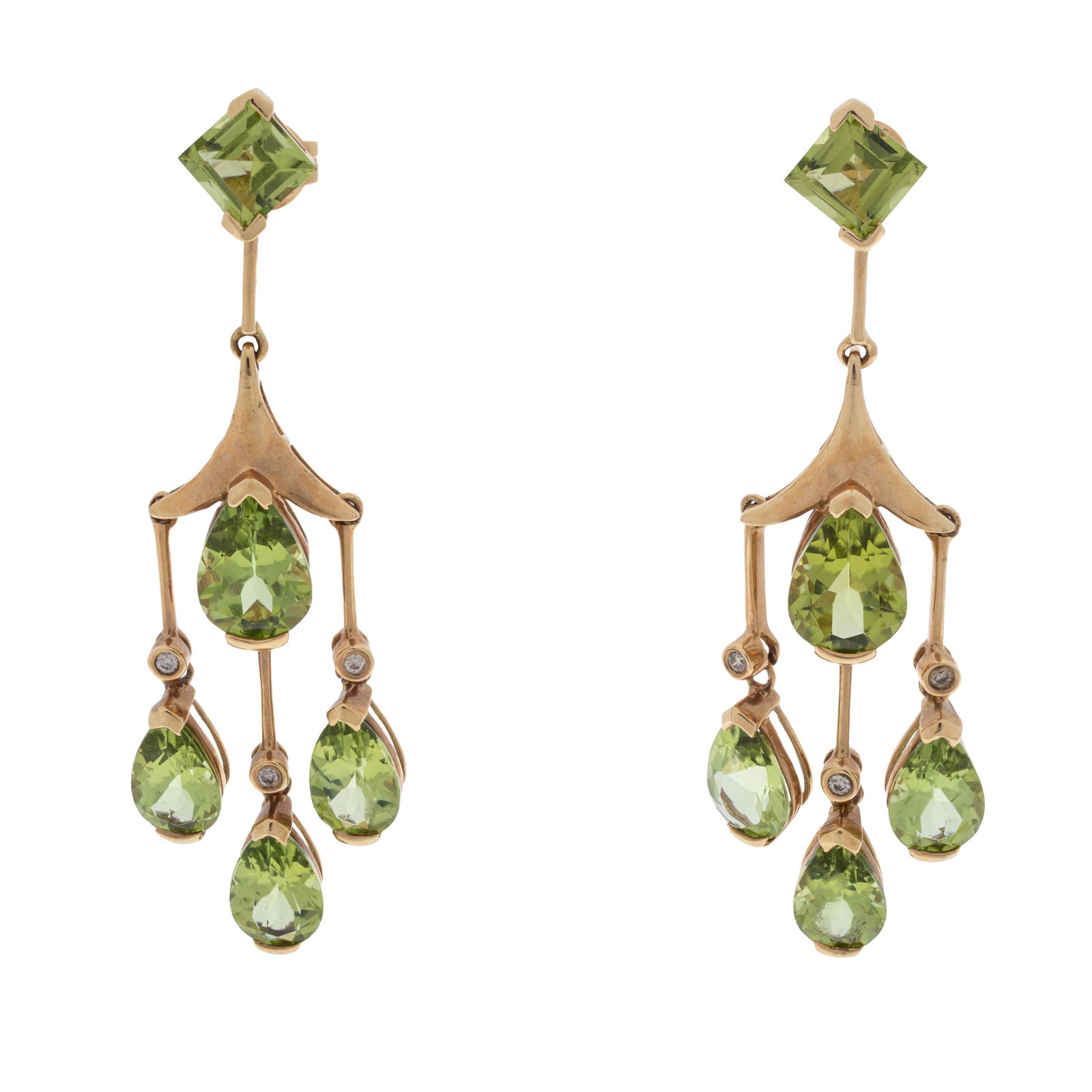 Pair of Peridot, Diamond, 14k Yellow Gold Earrings (1 of 3)