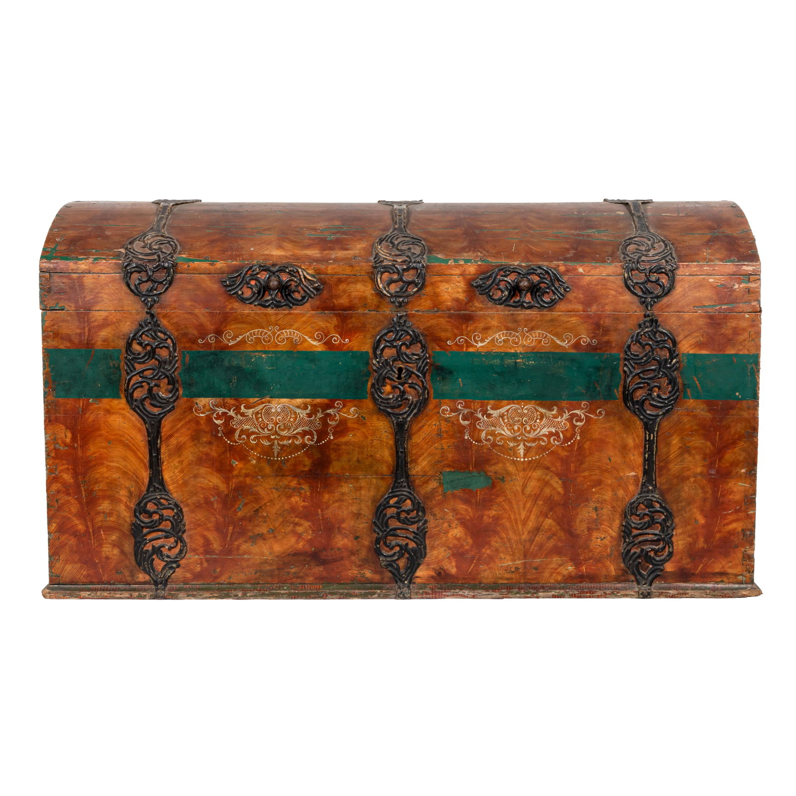 Continental, Possibly Swedish, Iron Bound and Paint Decorated Trunk (1 of 7)