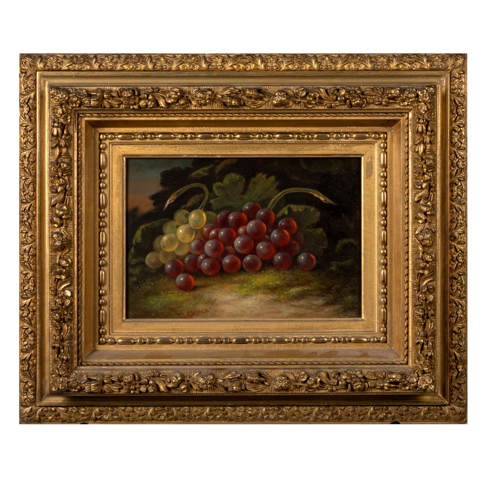 George Henry Hall (American 1825-1913): George Henry Hall (American 1825-1913)'Purple and Yellow Grapes'oil on canvassigned lower left Provenance: Garzoli Galllery Previously sold: Bonhams August 2019George Henry Hall was one of the most we