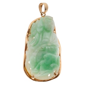 Jade, 14k Yellow Gold Pendant