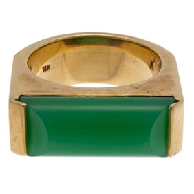 Chrysoprase, 18k Yellow Gold Ring