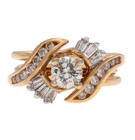 Diamond, 14k Yellow Gold Ring with Diamond, 14k Jacket