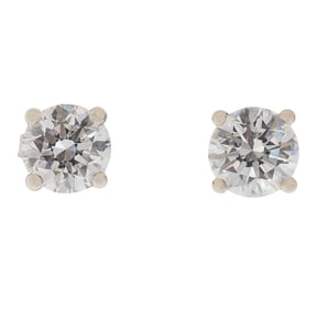 Pair of Lab Grown Diamond, 14k White Gold Earrings