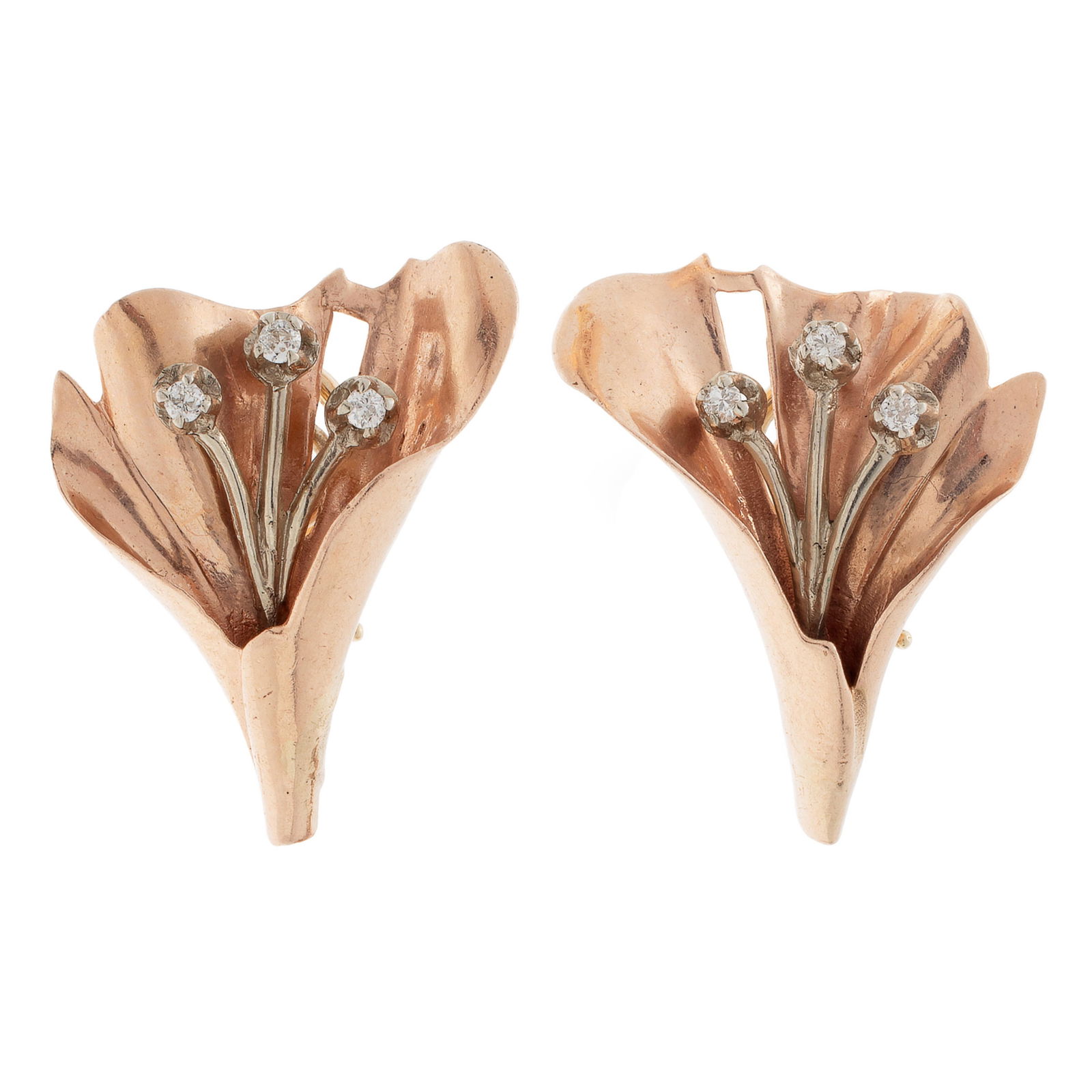 Pair of Retro Diamond, 14k Rose Gold Earrings (1 of 5)