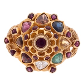 Multi-Stone, 14k Yellow Gold Princess Ring