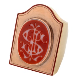 Gent's Carnelian Intaglio, 14k Rose and Yellow Gold Ring