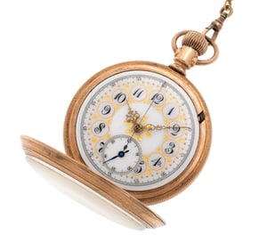 Gold-Filled Open Face Pocket Watch with Chain