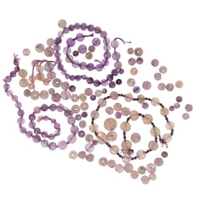 Collection of Amethyst and Chinese Carved Quartz Beads
