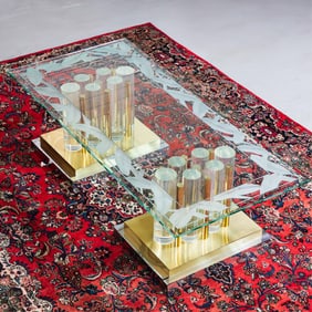 Safavieh Zola Contemporary Glass, Lucite and Brass Dining Table