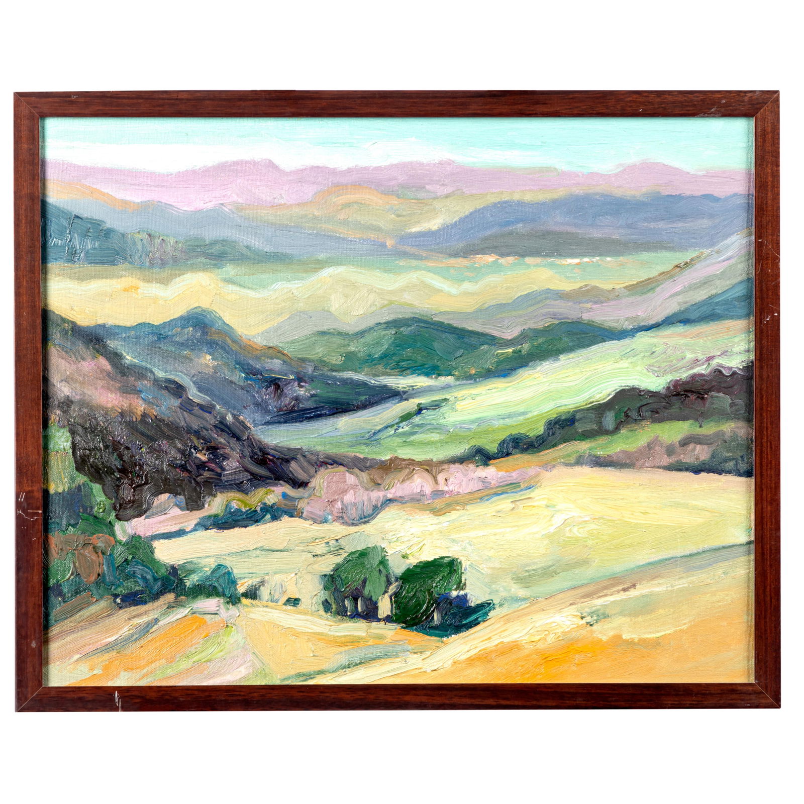 Lundy Siegriest (American 1925-1985) Rolling Hills: Lundy Siegriest (American 1925-1985) Rolling Hills'Rolling Hills'Unsigned, titled on frameOil on canvas20in. x 16in (50cm. x 40cm)Framed:21in. x 17in (53cm. x 43cm)"Lundy Siegriest, b