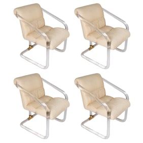 Contemporary Lucite and Upholstered Armchairs