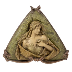Ernst Wahliss Art Nouveau Ceramic Plaque