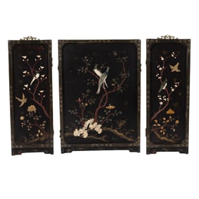 Chinese Export Three Panel Table Screen