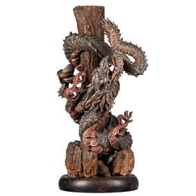Chinese Export Carved Dragon Sculpture