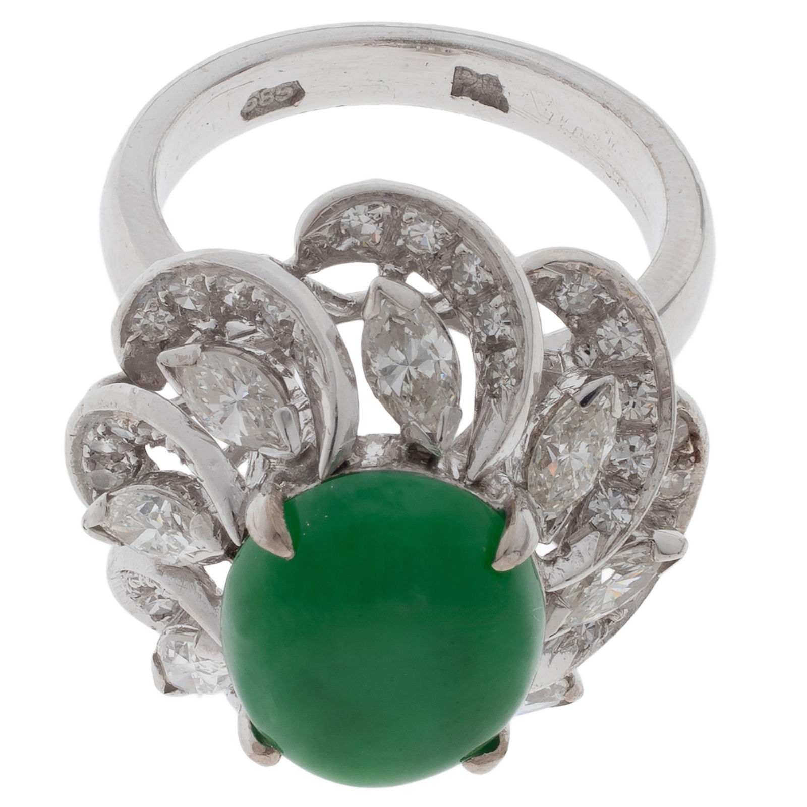 Jade, Diamond, 14k White Gold Ring (1 of 3)