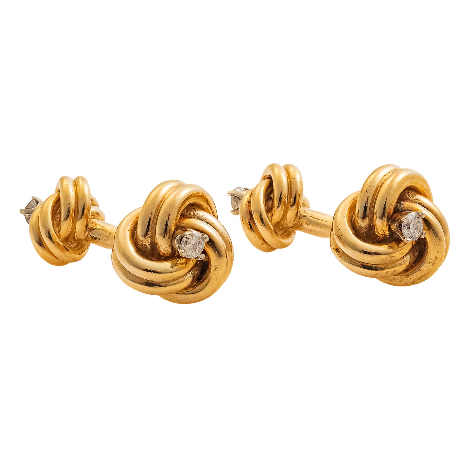 Pair of Diamond, 14k Yellow Gold "Knot" Cufflinks (1 of 2)