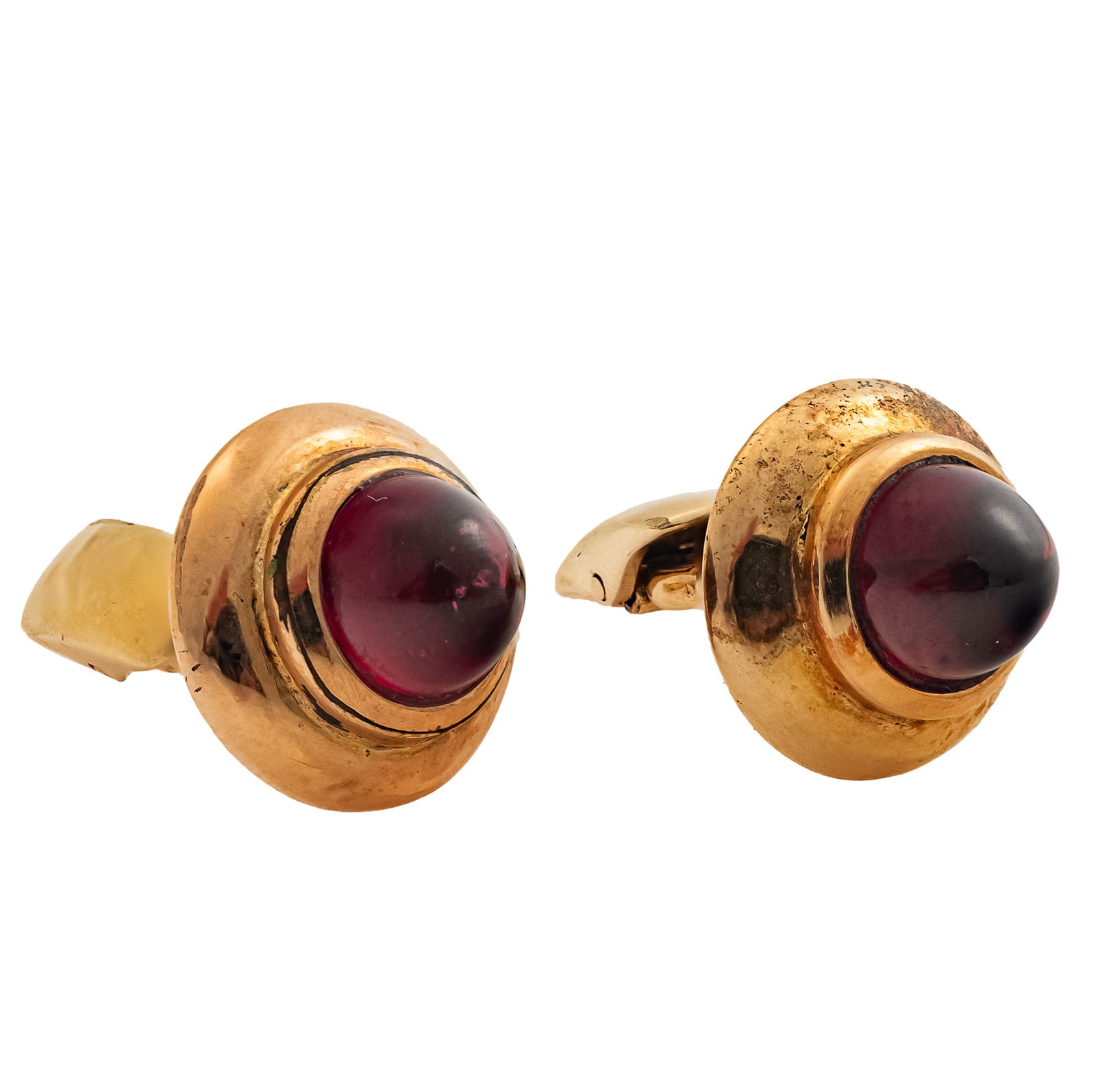Pair of Garnet, 14k Yellow Gold Cufflinks (1 of 2)