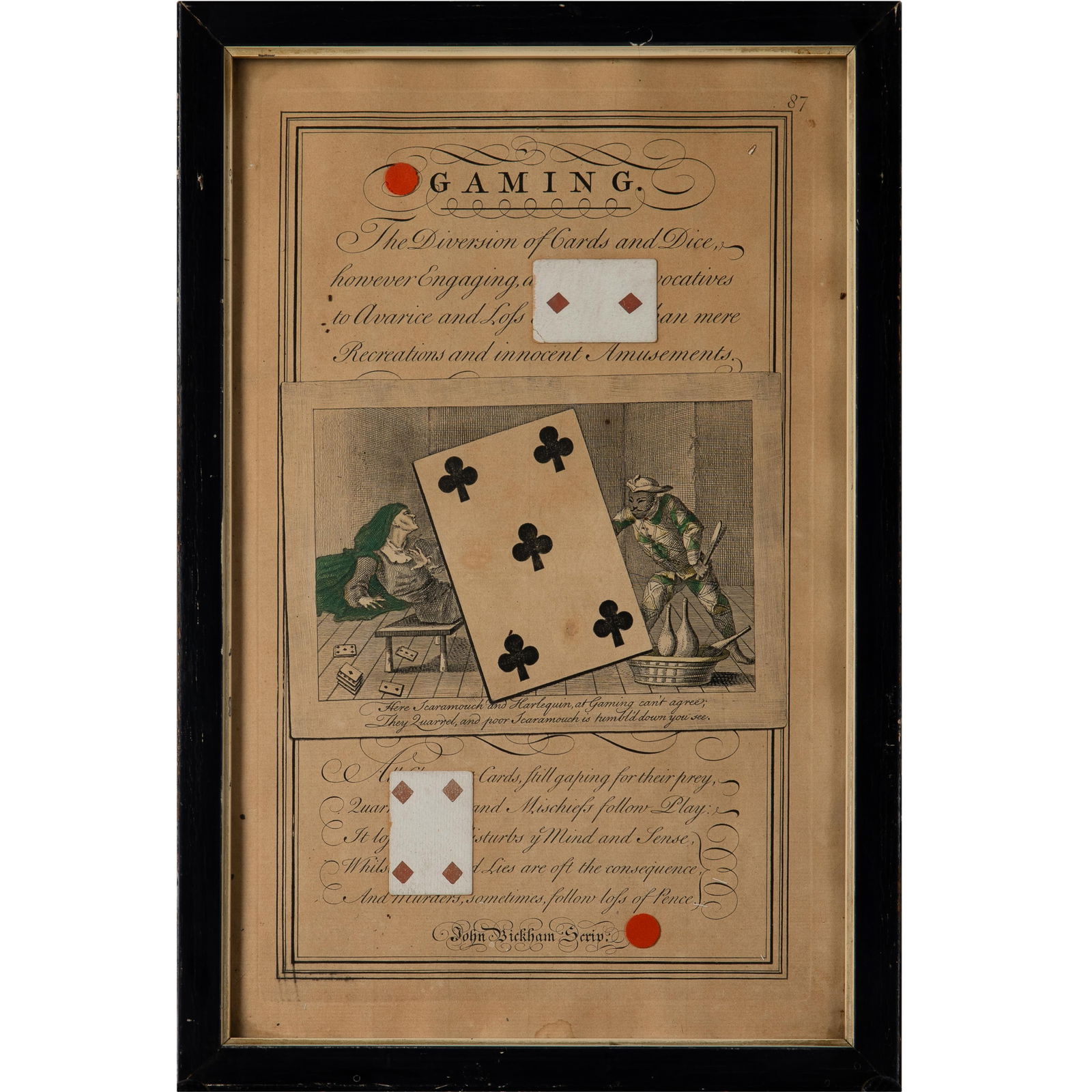 Charles Green Shaw (American 1892-1974) Montage: Charles Green Shaw (American 1892-1974) MontageCharles Green Shaw (American 1892-1974) Montage'Gaming', or 'The Diversion of CardsComprising a print 'Gaming' with French playing cardsLabeled, Montage