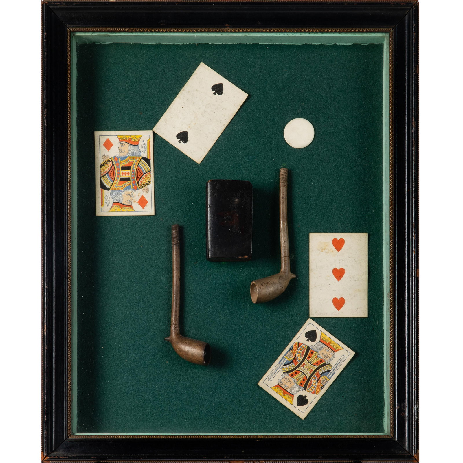 Charles Green Shaw (American 1892-1974) Montage: Charles Green Shaw (American 1892-1974) MontageCharles Green Shaw (American 1892-1974) MontageAn assemblage of playing cards and pipes.16in. x 19in (41cm. x 48cm)Labeled: Montage by ShawFro