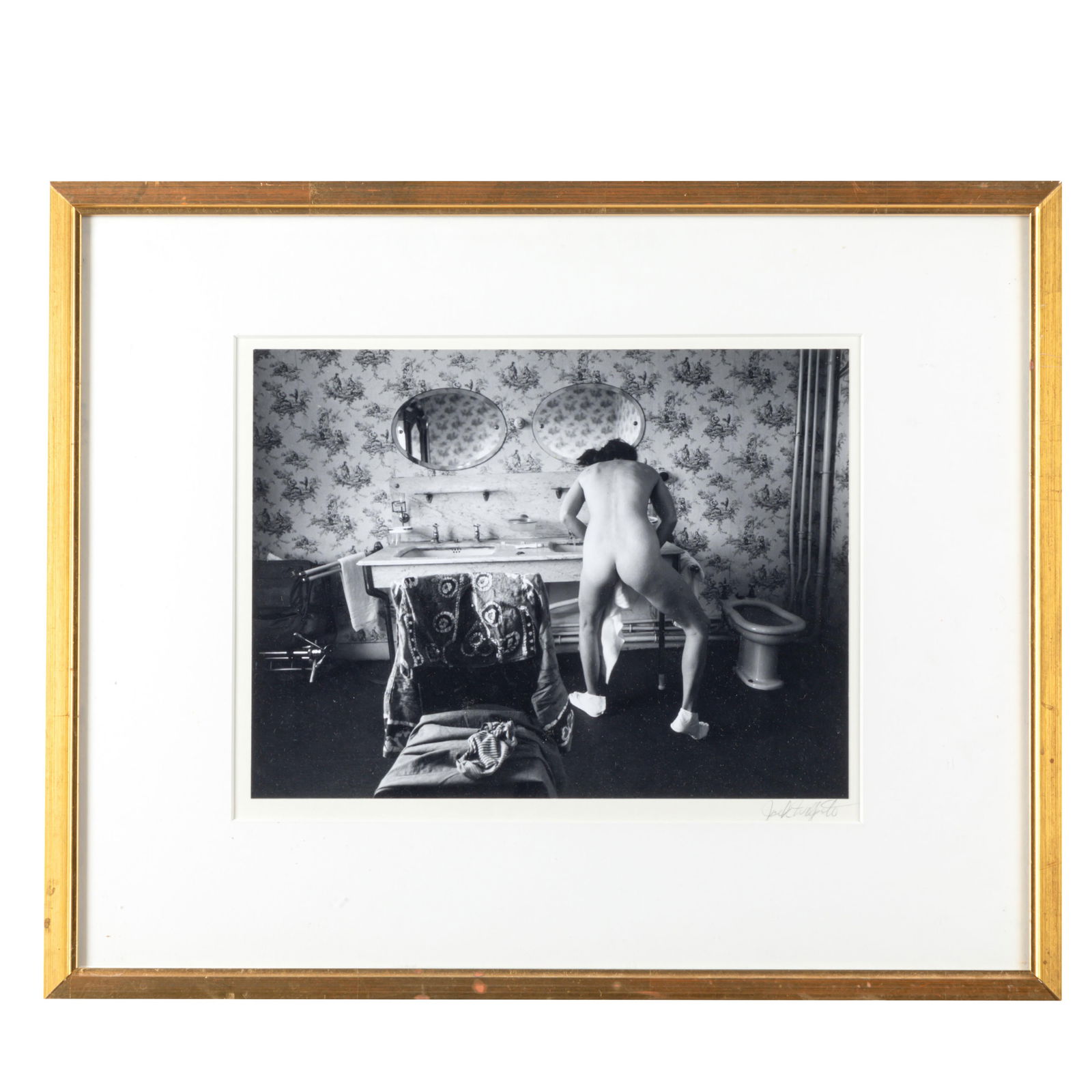 Jack Welpott (American 1923-2007): Jack Welpott (American 1923-2007)Jack Welpott (American 1923-2007)'Elle Sa Lave, N'est Pas?Brussels, 1973Gelatin silver PrintMountedSigned in pencil l/r12in. x 9 1/4in (30cm. x 23cm)<