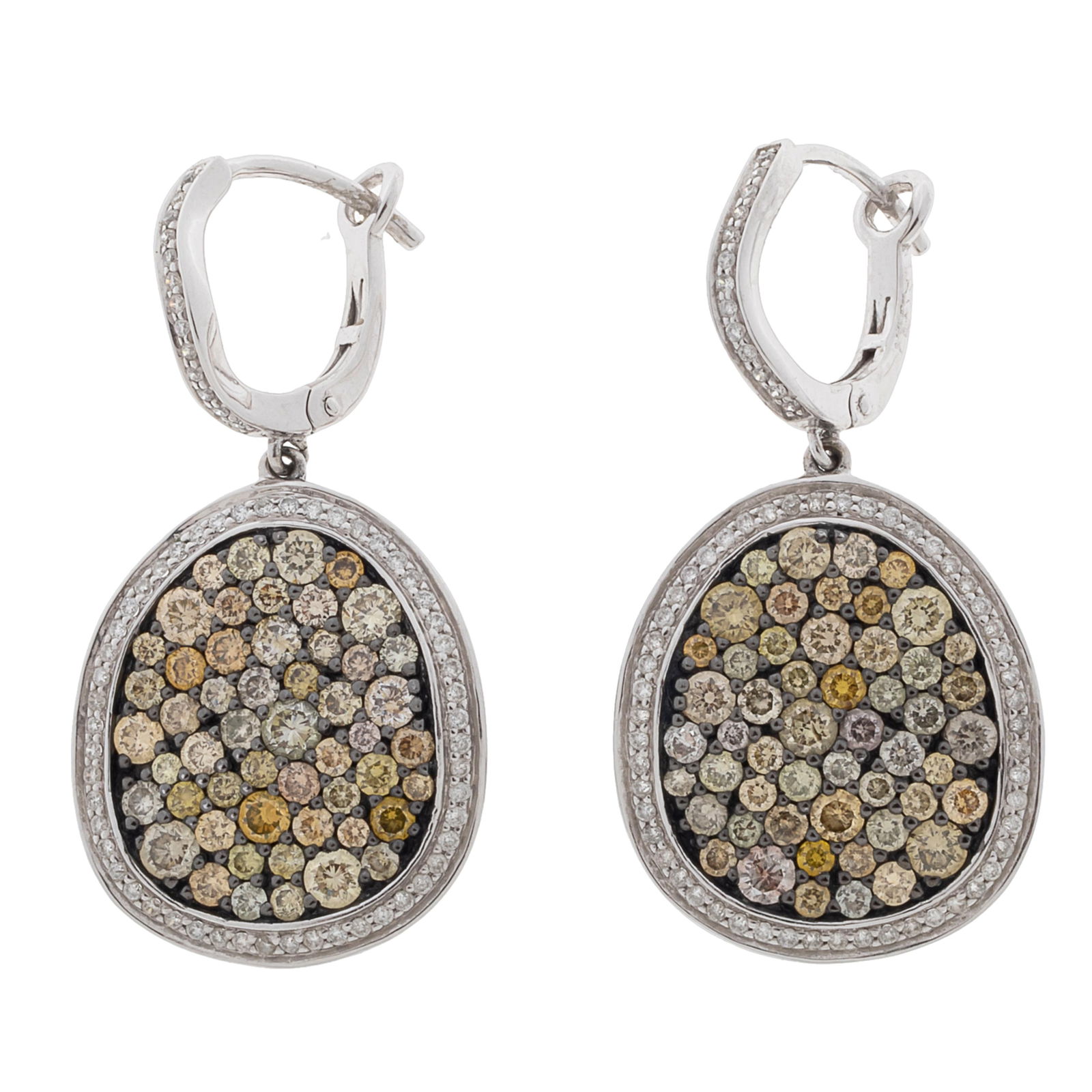 Pair of Diamond, Colored Diamond, 14k White Gold Earrings (1 of 3)
