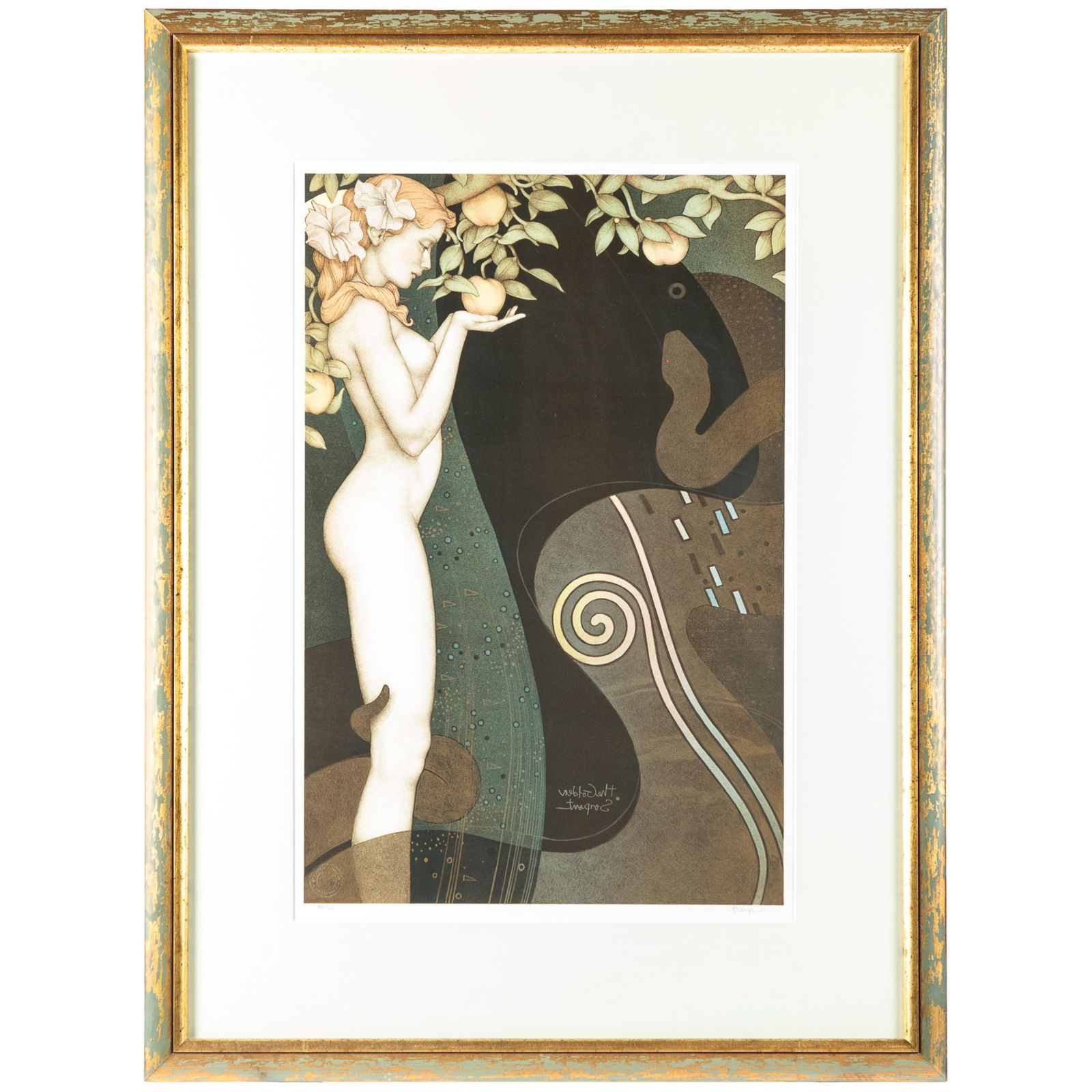 Michael Parkes (American, B. 1944).: Michael Parkes (American, B. 1944).The Golden Serpent, n.d.Color lithograph, signed in pencil, numbered 80/120, with the blindstamp of the printer/publisher by Editions Steltman Galleries, Amsterdam,