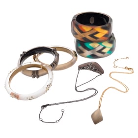 Group of Alexis Bittar Lucite Bracelets and Necklaces