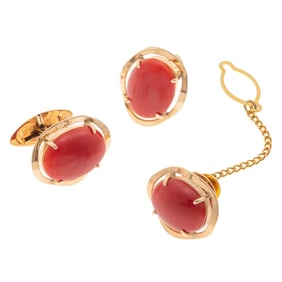 Coral, 10k Yellow Gold Dress Set