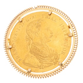 Austrian Ducat, 18k Yellow Gold Pin