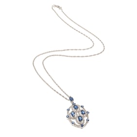 Sapphire, Diamond, 18k White Gold Necklace