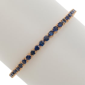 Sapphire, 14k Yellow Gold Line Bracelet
