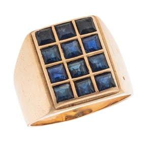 Gent's Sapphire, 14k Yellow Gold Ring