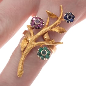 Emerald, Ruby, Sapphire, 18k, 14k, En-Tremblant Ring