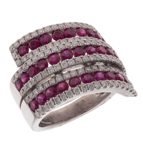 Ruby, Diamond, 14k White Gold Ring