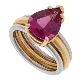 Pink Tourmaline, 18k, Platinum Ring
