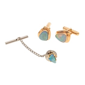 Gent's Opal, 14k Yellow Gold Dress Set