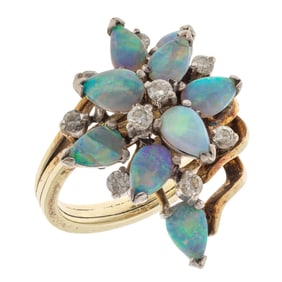 Opal, Diamond, 14k Yellow Gold Ring