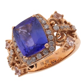 Tanzanite, Morganite, Diamond, 18k Rose Gold Ring