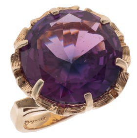Synthetic Alexandrite-Like, 14k Yellow Gold Ring
