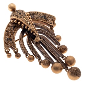 Victorian Enamel, 14k Rose Gold Watch Pin