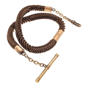 Victorian Hairwork, Rose Gold Watch Chain