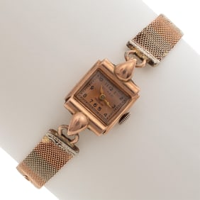 Ladies Retro Moren 14k Rose Gold Wristwatch