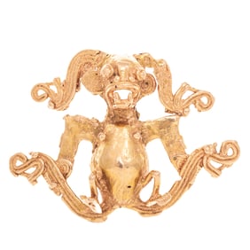 Pre-Columbian Tairona Culture Gold Monkey Bell/ Pendant