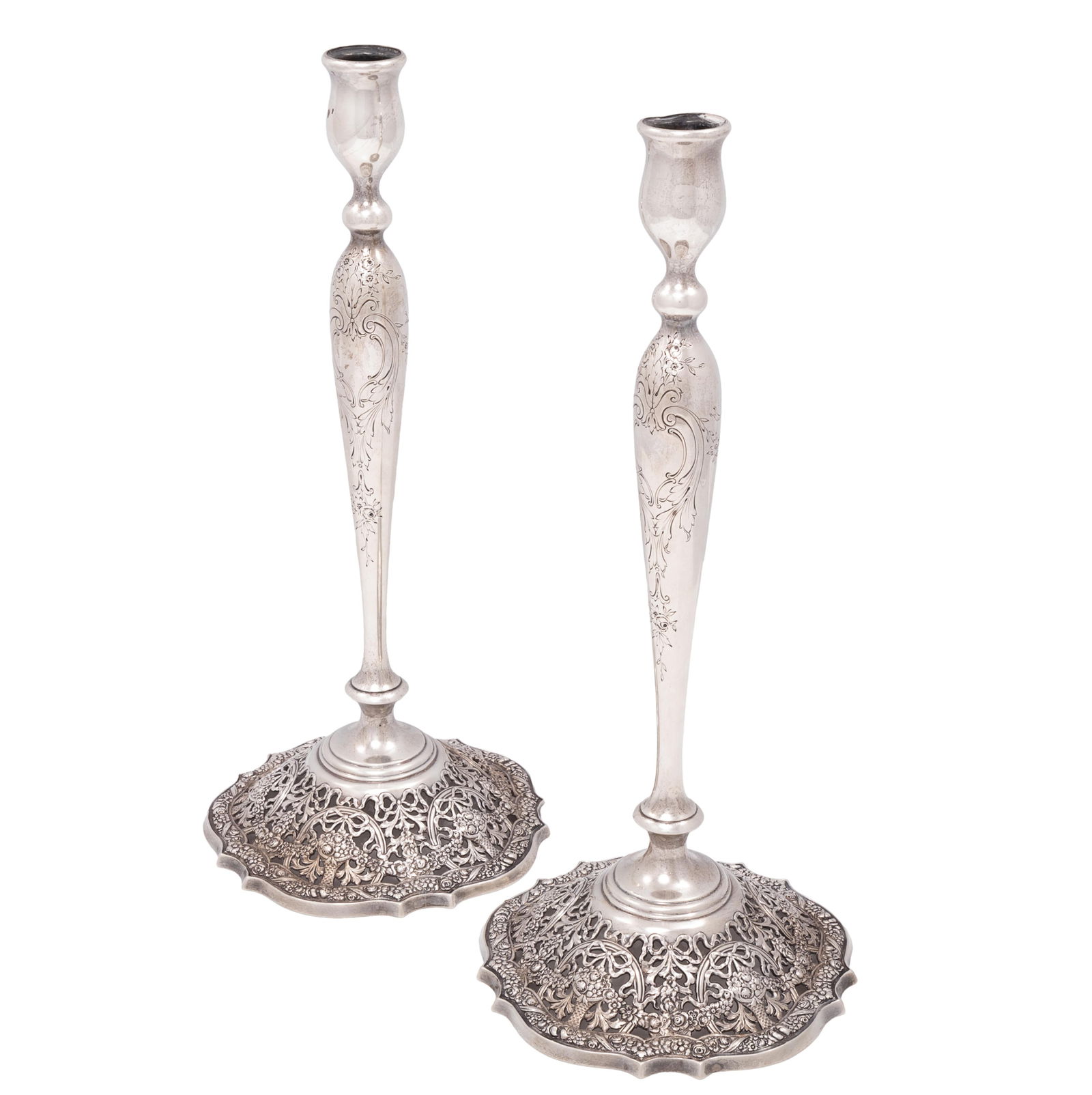 Pair Shreve & Co. Art Nouveau Sterling Candlesticks (1 of 6)
