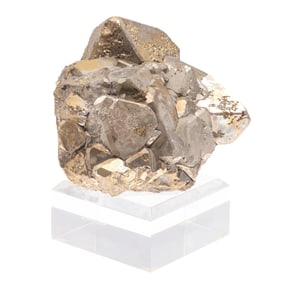 Large Pyrite Specimen on Lucite Stand