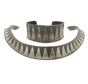 Jorgen Jensen, Modernist Pewter Jewelry Suite