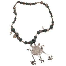 Guatemalan Greenstone, Coin, Milagros Necklace