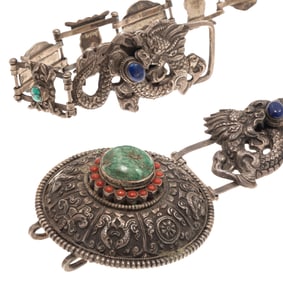Asian Multi-Stone, Silver Belt